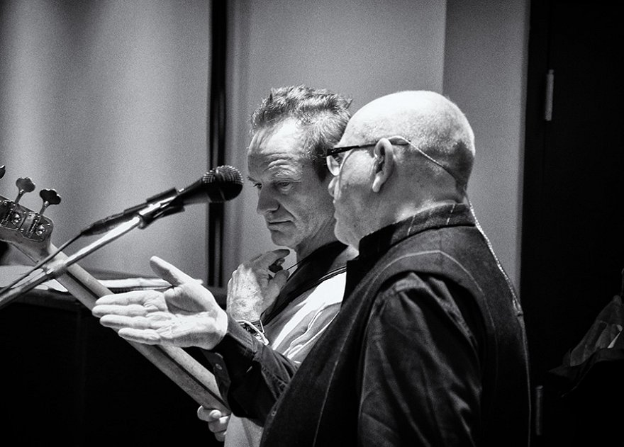 Sting and Peter Gabriel at rehearsal
